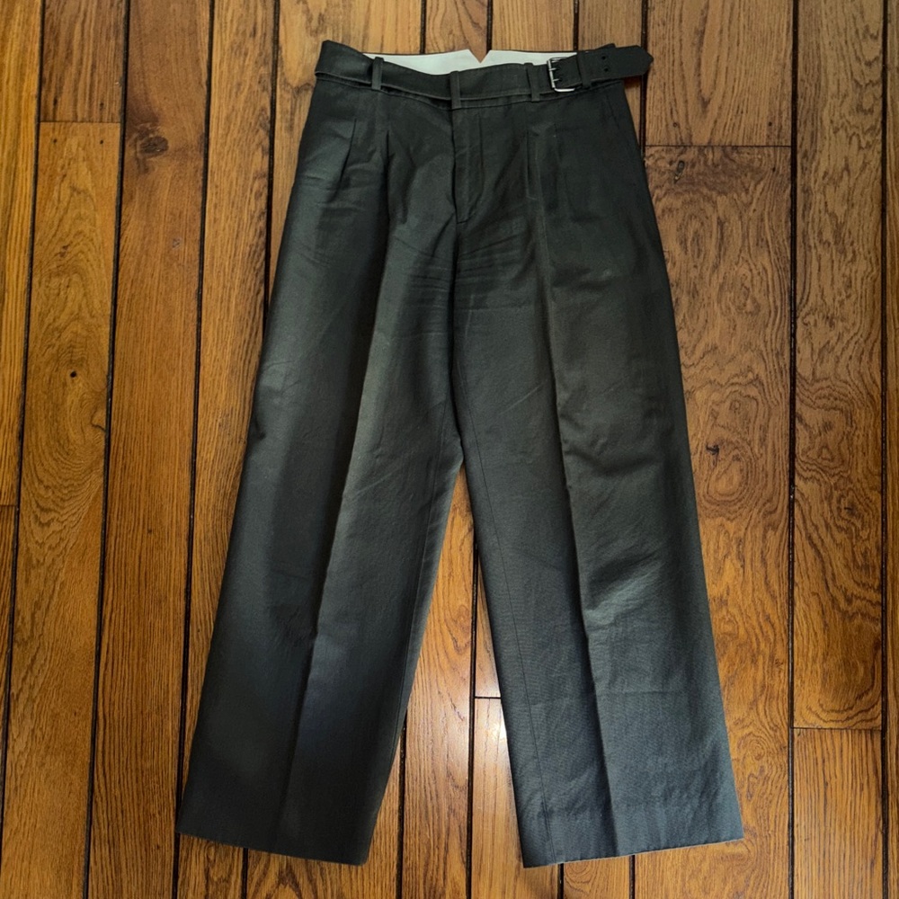 Jigsaw Olive Green/Dark Grey Women's Trousers with Belt